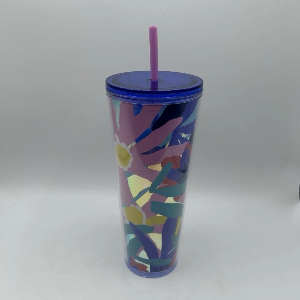 Starbucks Company Summer 2021 Collection Plastic‎ Cold Cup with Lid and Straw